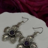 Vintage Flower 925 Sterling Silver Amethyst Earrings