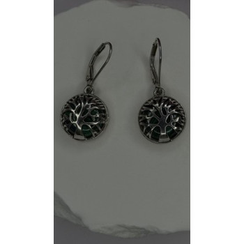 Tree of Life 925 Sterling Silver Malachite Earrings