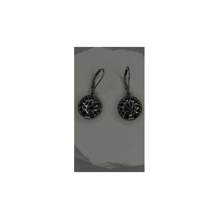 Tree of Life 925 Sterling Silver Malachite Earrings