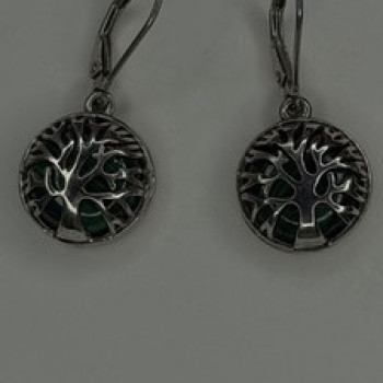 Tree of Life 925 Sterling Silver Malachite Earrings