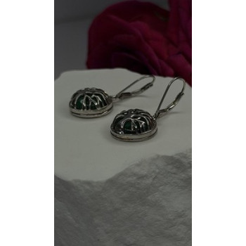 Tree of Life 925 Sterling Silver Malachite Earrings