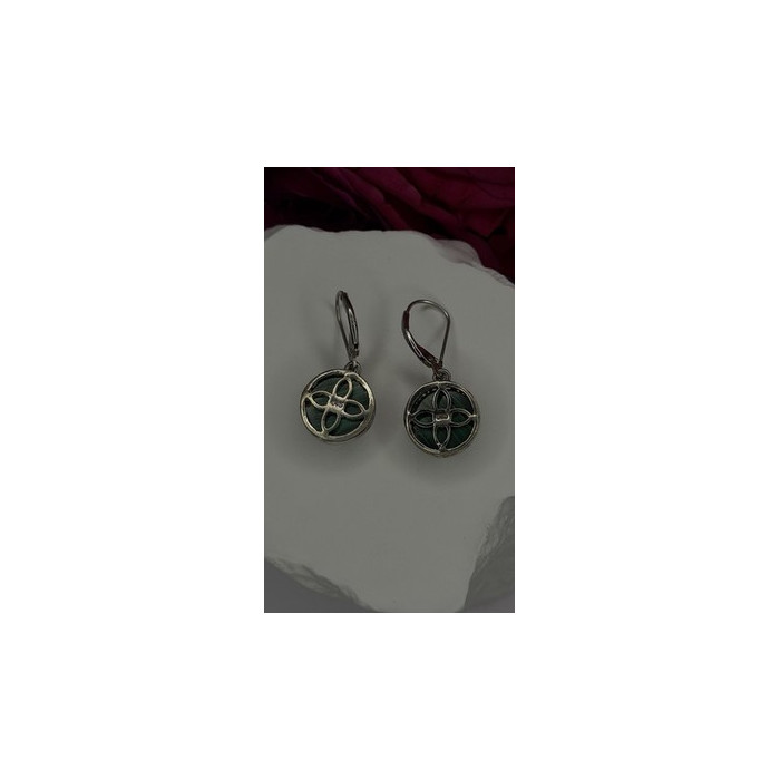 Tree of Life 925 Sterling Silver Malachite Earrings