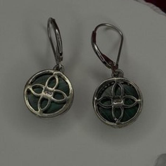 Tree of Life 925 Sterling Silver Malachite Earrings