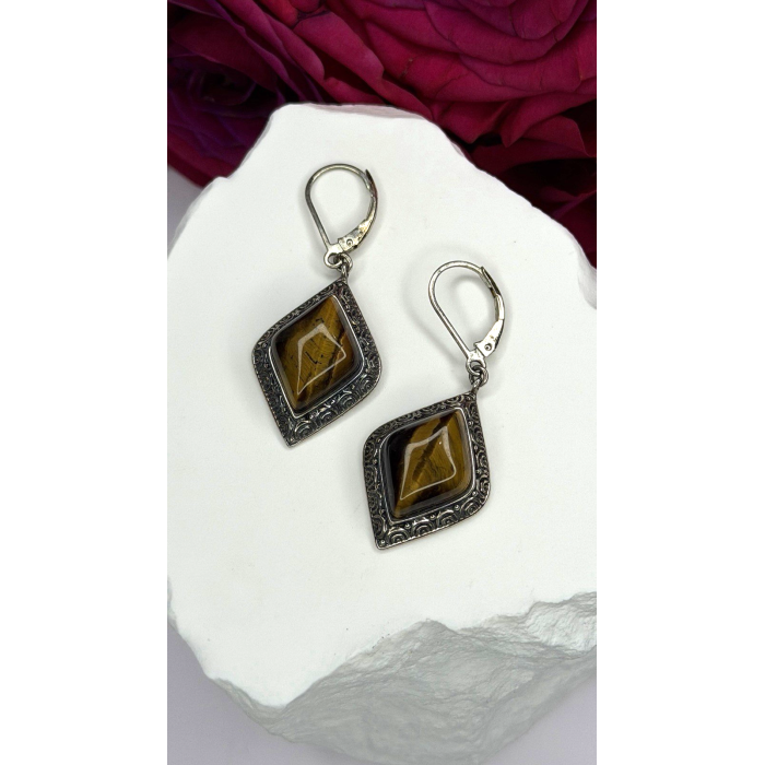 Artisan Collection 925 Sterling Silver Tiger's Eye Earrings