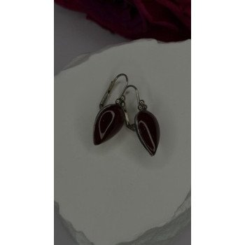 Vintage 925 Sterling Silver Carnelian Teardrop Dangle Earrings