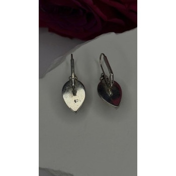 Vintage 925 Sterling Silver Carnelian Teardrop Dangle Earrings