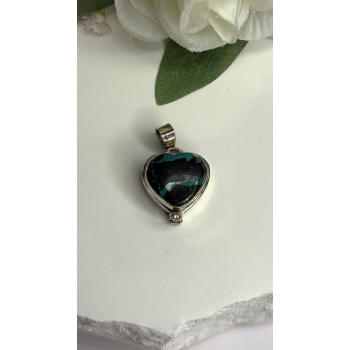 925 Sterling Silver Heart Locket Malachite Pendant