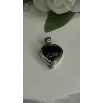 925 Sterling Silver Heart Locket Malachite Pendant
