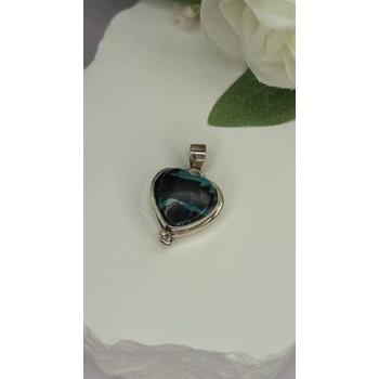 925 Sterling Silver Heart Locket Malachite Pendant