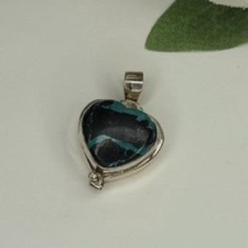 925 Sterling Silver Heart Locket Malachite Pendant