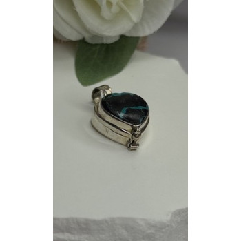 925 Sterling Silver Heart Locket Malachite Pendant