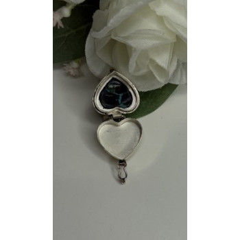 925 Sterling Silver Heart Locket Malachite Pendant