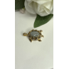 925 Sterling Silver Gold Plated Turtle Green Jade Pendant