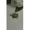 925 Sterling Silver Gold Plated Turtle Green Jade Pendant