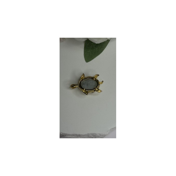 925 Sterling Silver Gold Plated Turtle Green Jade Pendant