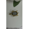 925 Sterling Silver Gold Plated Turtle Green Jade Pendant