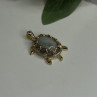 925 Sterling Silver Gold Plated Turtle Green Jade Pendant