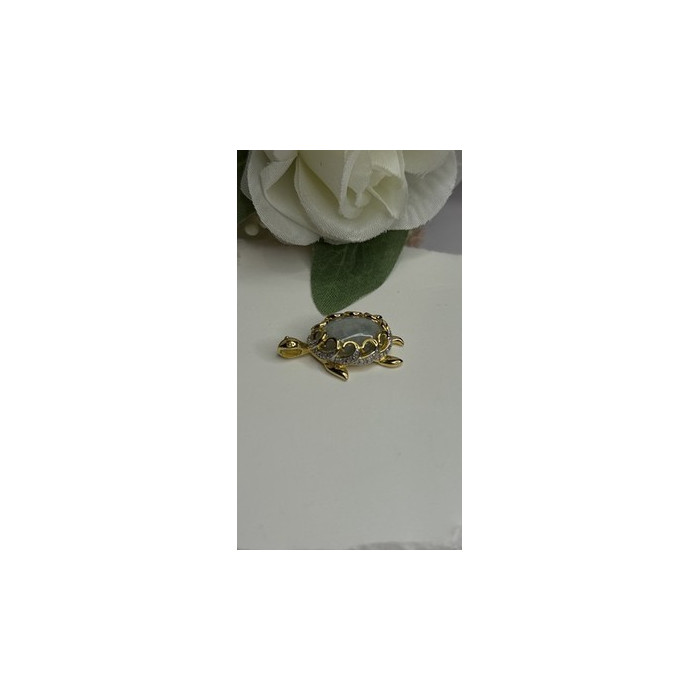 925 Sterling Silver Gold Plated Turtle Green Jade Pendant