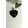 925 Sterling Silver Black Spinel Heart Pendant