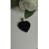 925 Sterling Silver Black Spinel Heart Pendant