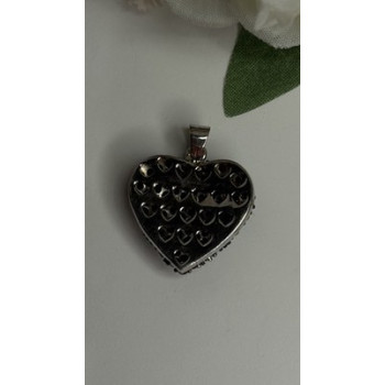 925 Sterling Silver Black Spinel Heart Pendant