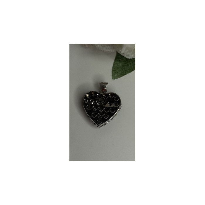 925 Sterling Silver Black Spinel Heart Pendant
