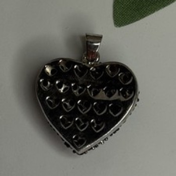 925 Sterling Silver Black Spinel Heart Pendant