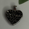925 Sterling Silver Black Spinel Heart Pendant