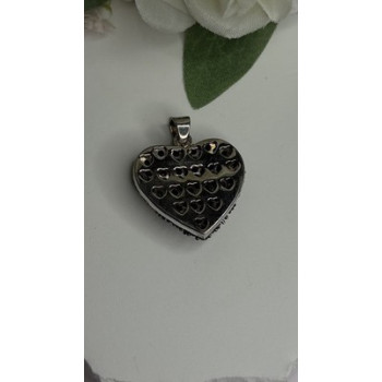 925 Sterling Silver Black Spinel Heart Pendant
