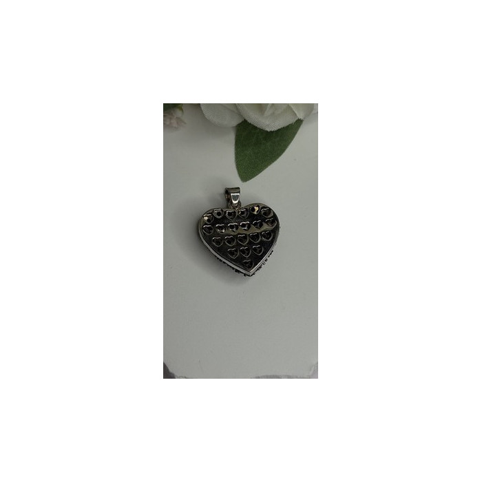 925 Sterling Silver Black Spinel Heart Pendant