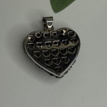 925 Sterling Silver Black Spinel Heart Pendant