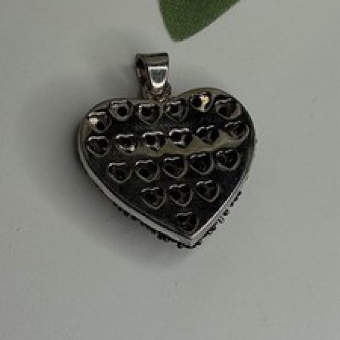 925 Sterling Silver Black Spinel Heart Pendant