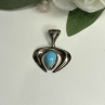Native American 925 Sterling Blue Turquoise Naja Silver Pendant