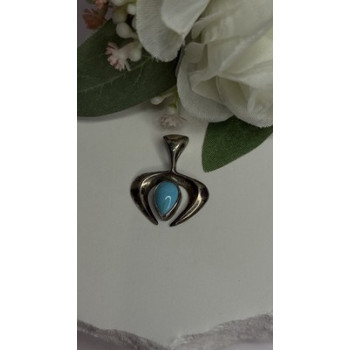 Native American 925 Sterling Blue Turquoise Naja Silver Pendant