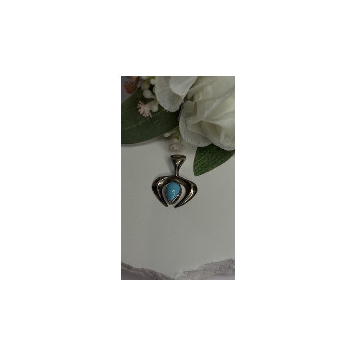 Native American 925 Sterling Blue Turquoise Naja Silver Pendant