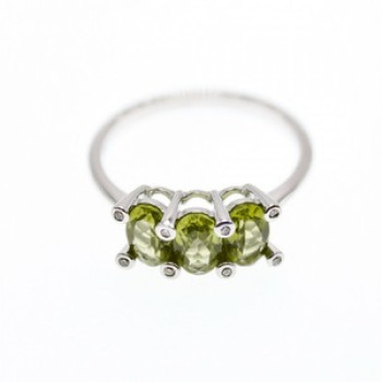 14K White Gold Peridot & Diamonds Ring Size 11.12