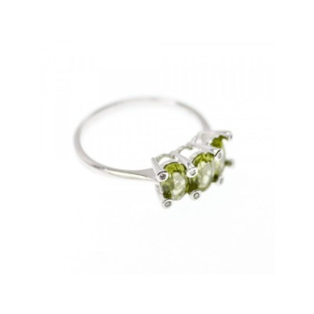 14K WHITE GOLD PERIDOT & DIAMONDS RING SIZE 11.12