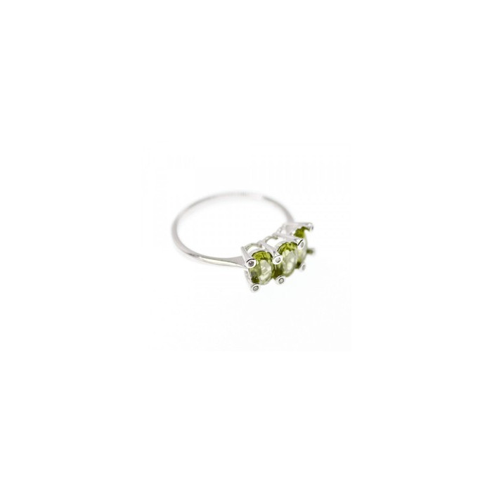 14K WHITE GOLD PERIDOT & DIAMONDS RING SIZE 11.12