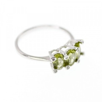 14K White Gold Peridot & Diamonds Ring Size 11.12