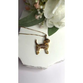 925 Sterling Silver Gold Plated Cz Cockapoo Poodle Dog Necklace