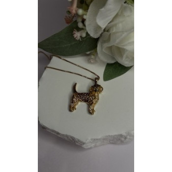 925 Sterling Silver Gold Plated Cz Cockapoo Poodle Dog Necklace