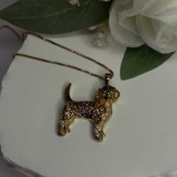 925 Sterling Silver Gold Plated Cz Cockapoo Poodle Dog Necklace