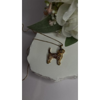 925 Sterling Silver Gold Plated Cz Cockapoo Poodle Dog Necklace
