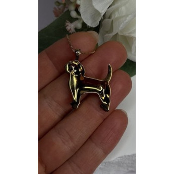 925 Sterling Silver Gold Plated Cz Cockapoo Poodle Dog Necklace