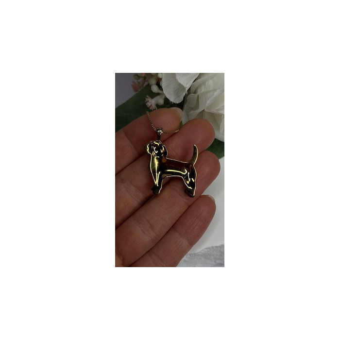 925 Sterling Silver Gold Plated Cz Cockapoo Poodle Dog Necklace