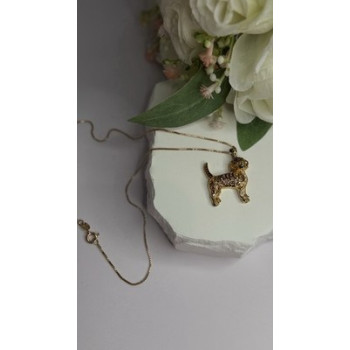 925 Sterling Silver Gold Plated Cz Cockapoo Poodle Dog Necklace