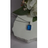 925 Sterling Silver Blue Shiny Cz Necklace Length 16/18 in