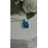 925 Sterling Silver Blue Shiny Cz Necklace Length 16/18 in