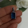 925 Sterling Silver Blue Shiny Cz Necklace Length 16/18 in