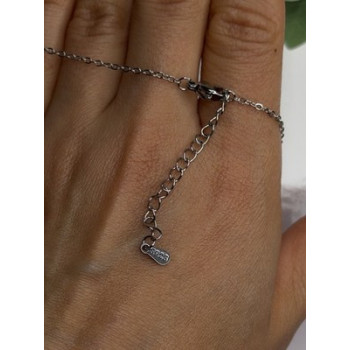 925 Sterling Silver Blue Shiny Cz Necklace Length 16/18 in